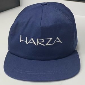 Vintage Classic Sportswear Embroidered HARZA Hat Adjustable Leather Clasp Blue